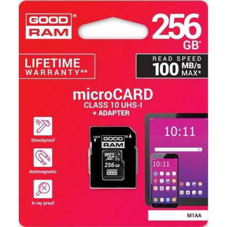 microSD 256GB CARD class 10 UHS I + adapter - retail blister