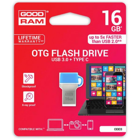 GoodRAM 16GB USB 3.0 type C DUALDRIVE with blue cap