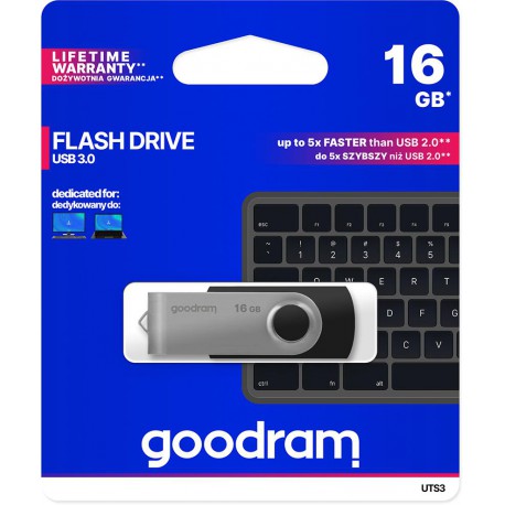 Pendrive GoodRAM 16GB UTS3 BLACK USB 3.0 - retail blister