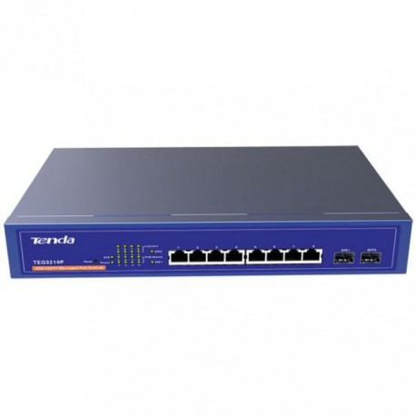 Desktop Switch PoE 8 Porte Gigabit+2 Porte Fibra SFP Blu